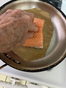 searing salmon with parchment paper